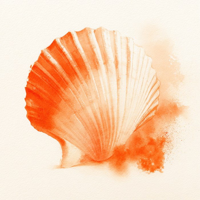 Aquarell-Muschel in Terrakotta-Tönen – Symbol für Vaginismus als geschützten, kostbaren Raum